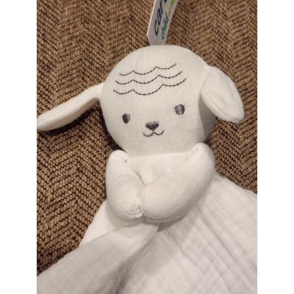 Carters Child of Mine Small White Cotton Muslin Lamb Blanket Lovey NEW 2023 - Picture 2 of 3